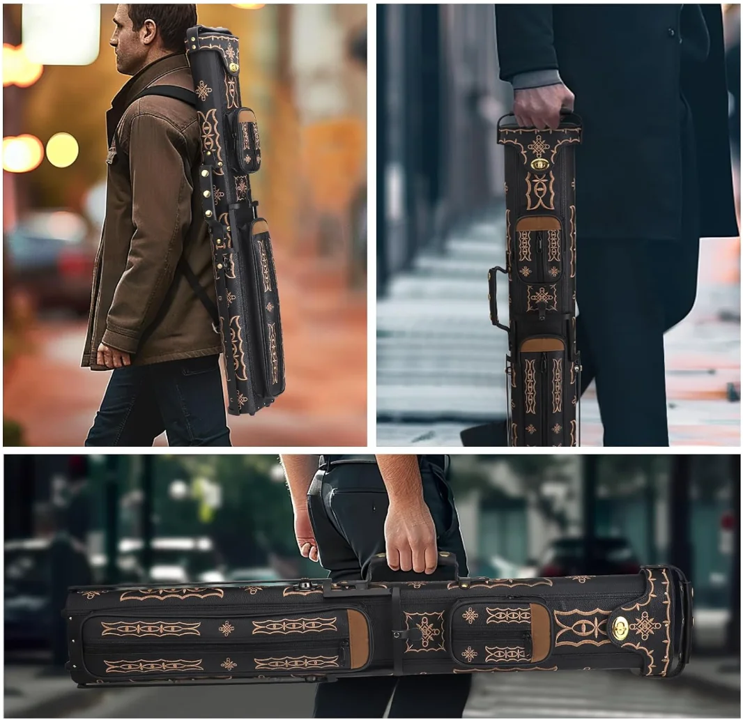 Factory Waterproof Billiard Cue Case Oem Snooker Billiard Stick Bag Custom Logo 2 Cue Butts and 4 Cue Shafts - Image 6