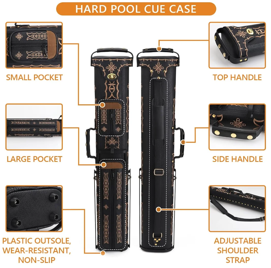Factory Waterproof Billiard Cue Case Oem Snooker Billiard Stick Bag Custom Logo 2 Cue Butts and 4 Cue Shafts - Image 2