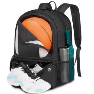 YOREPEK Basketball Backpack, Lightweight Basketball Bag with Ball Holder & Shoes Compartment, Sports Backpack Training Equipment Fit Soccer Volleyball Football